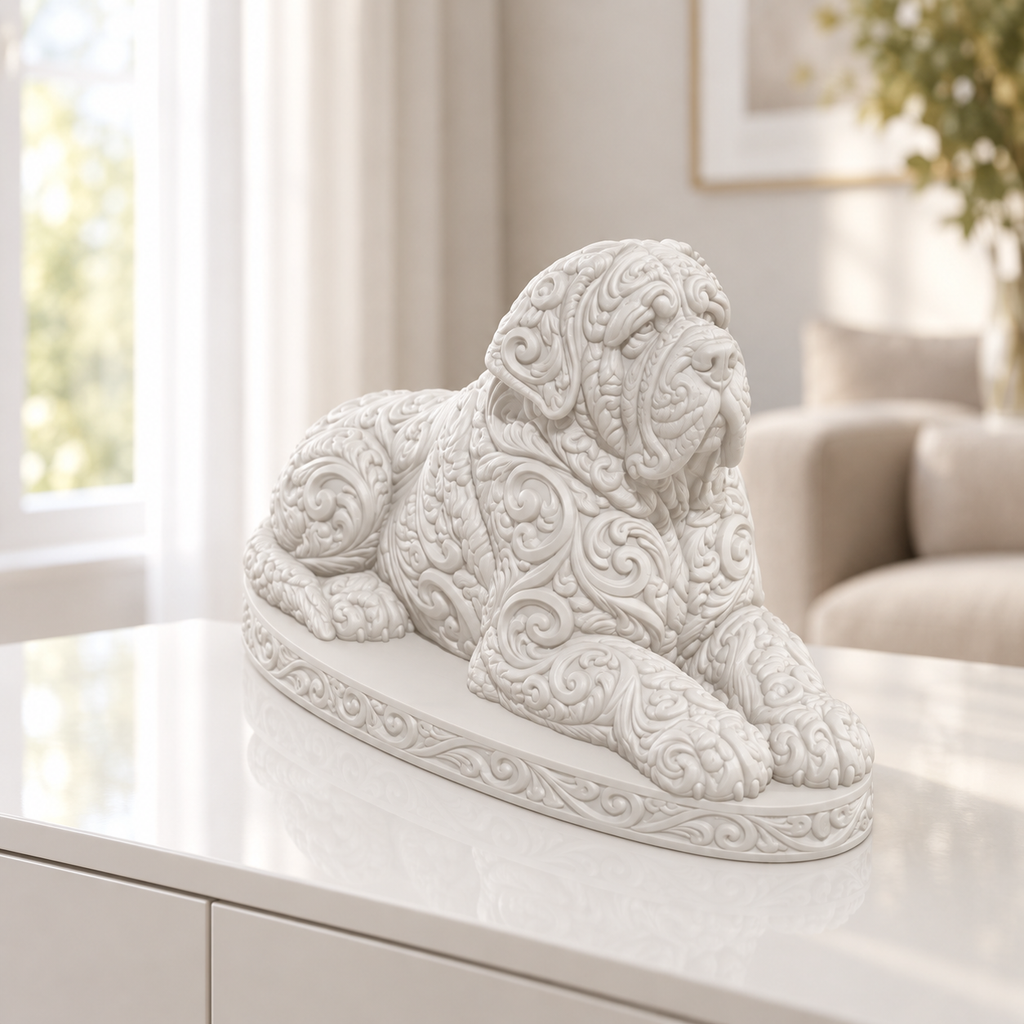 Mastiff liegend Ornament - Weiss gedruckt Wohnzimmer