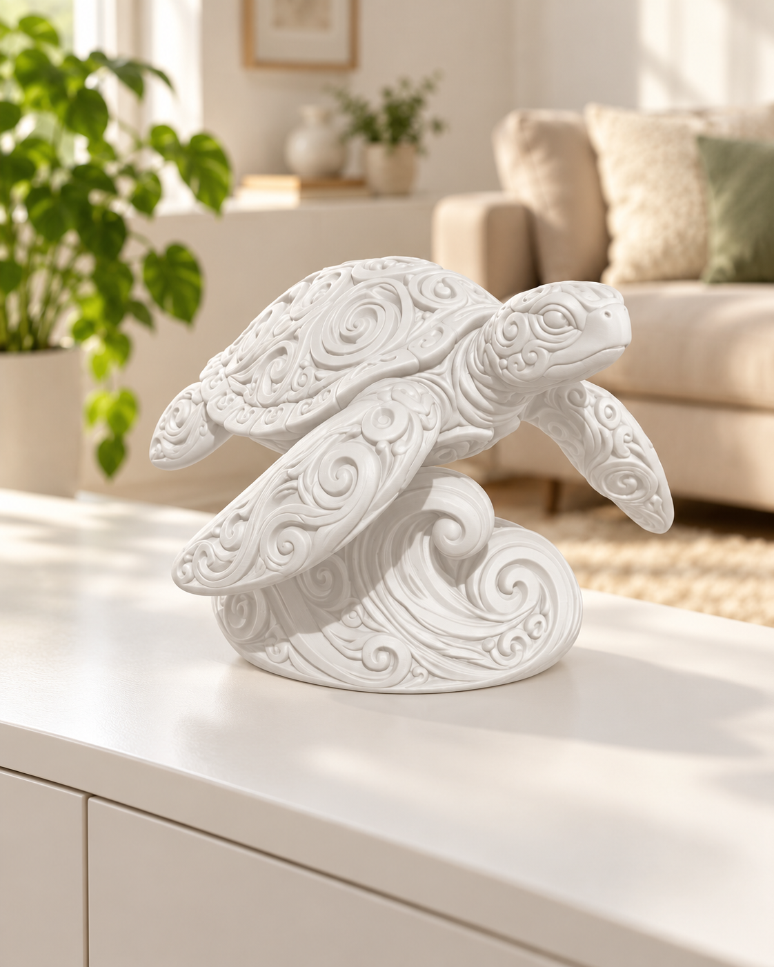 Meeresschildkröte Ornament - Weiss gedruckt Wohnzimmer