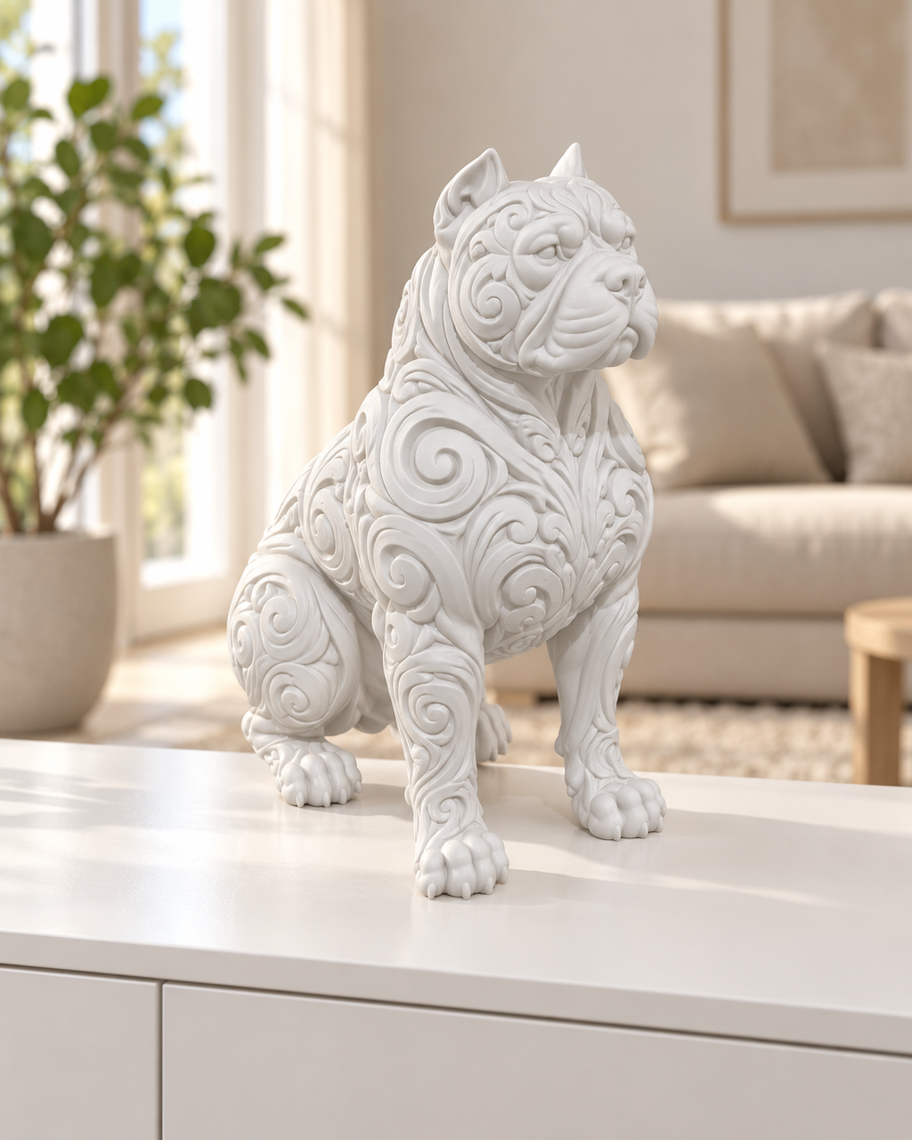 Pitbull Ornament - Weiss gedruckt Wohnzimmer