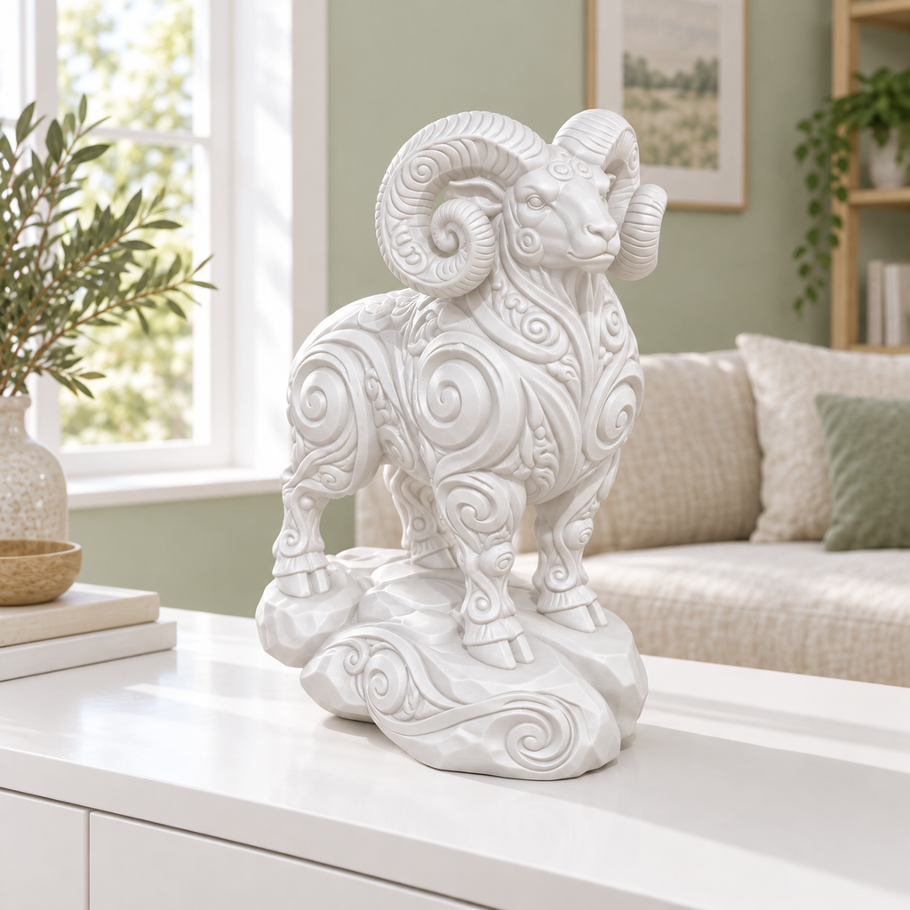 Widder Ornament - Weiss gedruckt Wohnzimmer