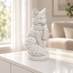 Fuchs mit Schal Ornament - Weiss gedruckt Wohnzimmer