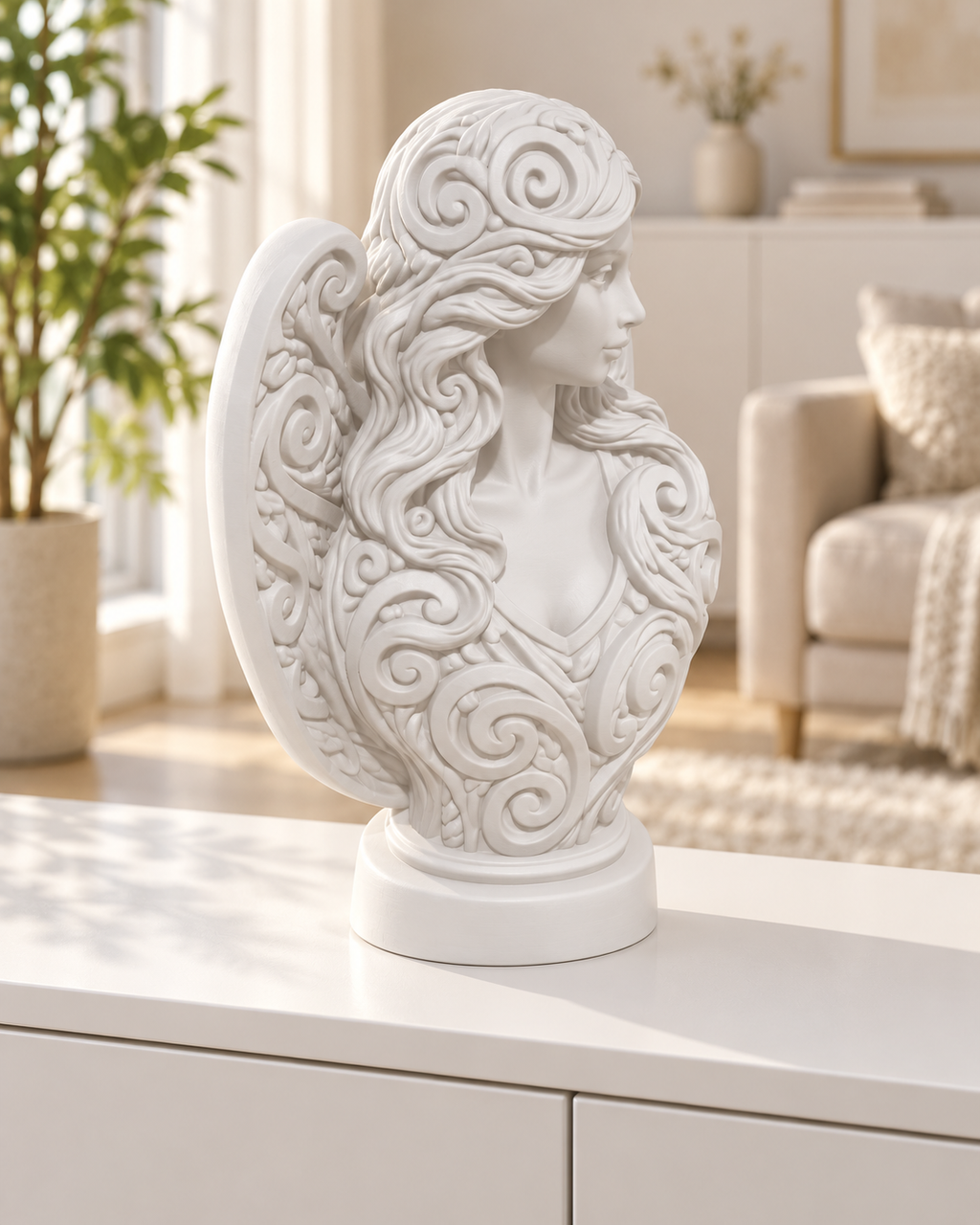 Engelbüste Ornament - Weiss gedruckt Wohnzimmer