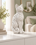 Katze Ornament - Weiss gedruckt Wohnzimmer