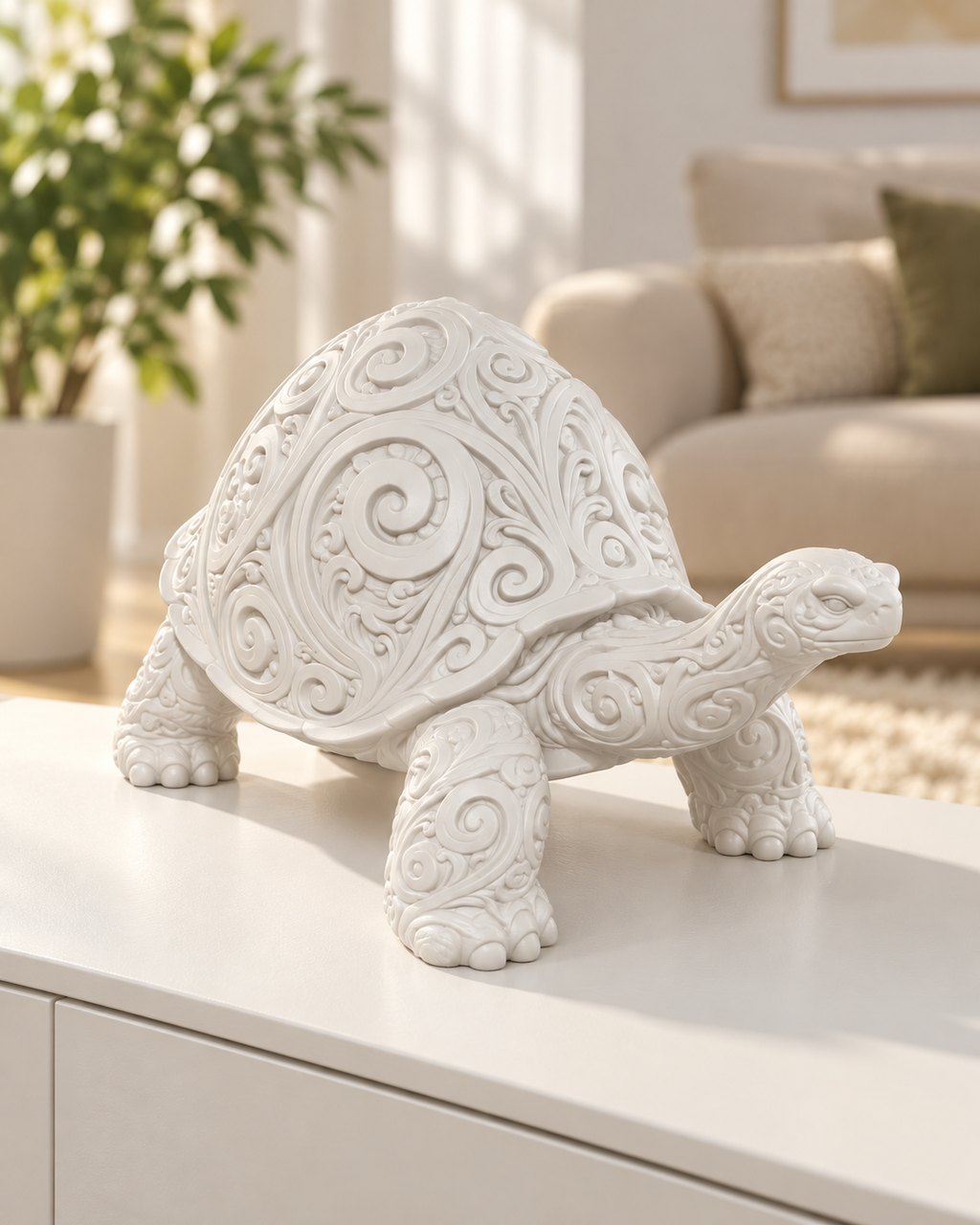Riesenschildkröte Ornament - Weiss gedruckt Wohnzimmer
