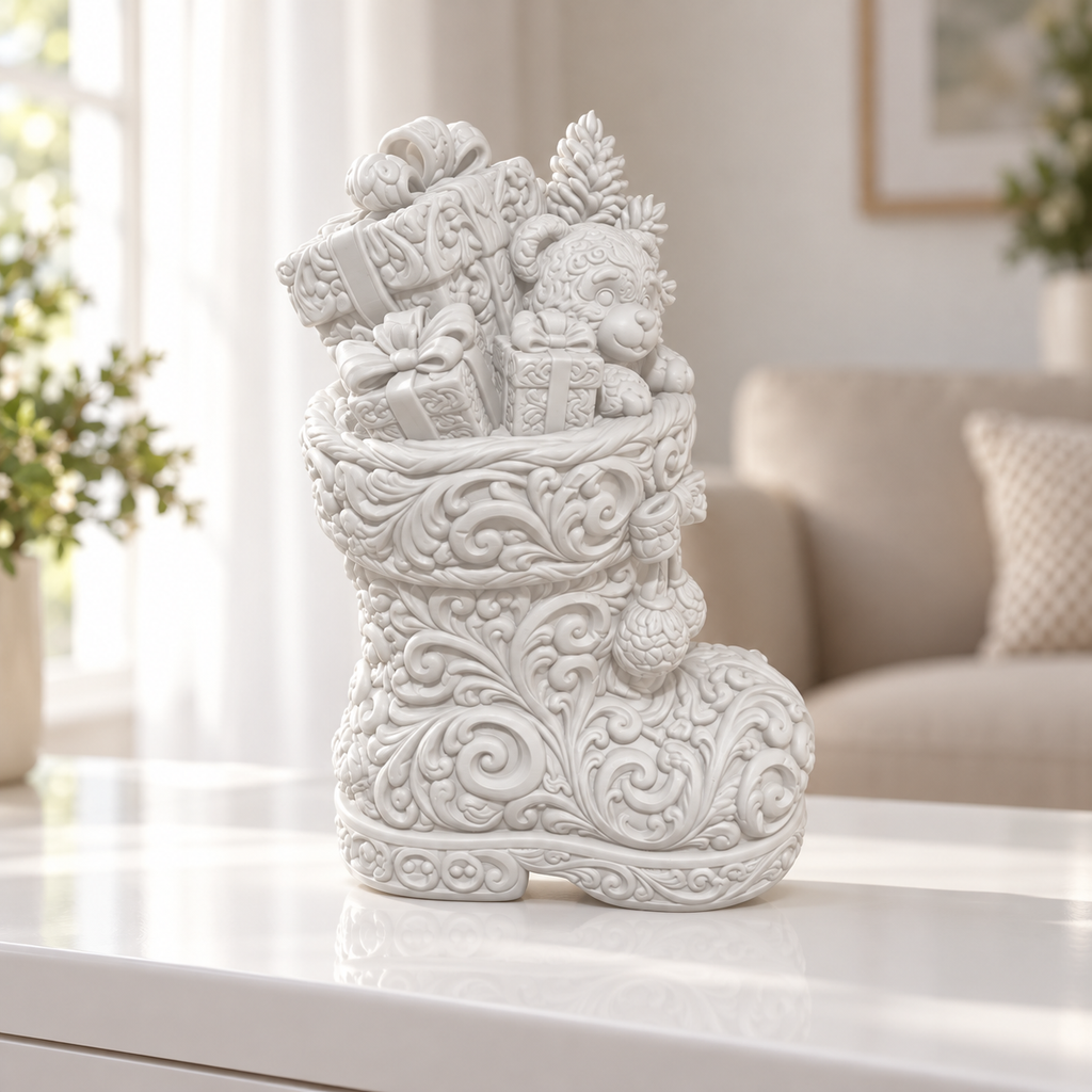 Nikolausstiefel Ornament - Weiss gedruckt Wohnzimmer