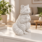 Waschbär mit Apfel Ornament - Weiss gedruckt Wohnzimmer