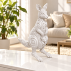 Känguru mit Jungtier Ornament - Weiss gedruckt Wohnzimmer