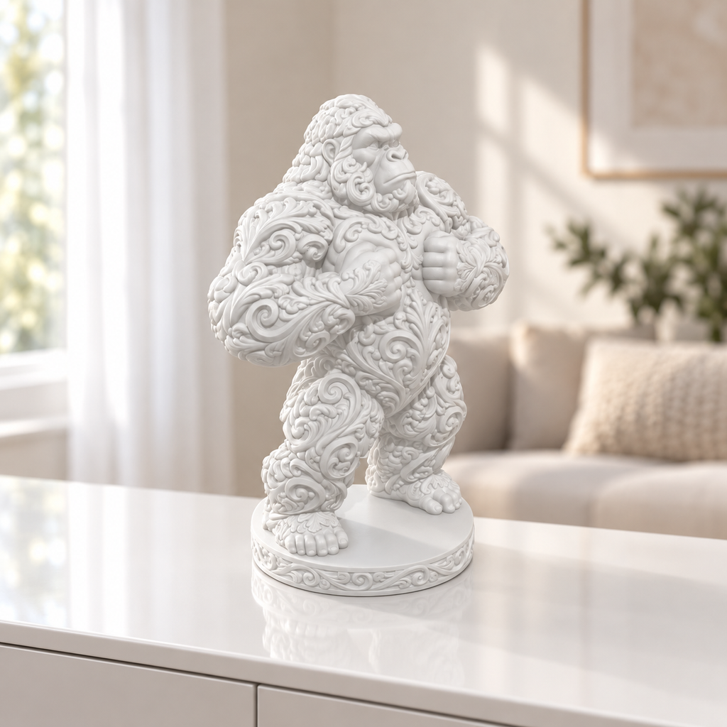 Gorilla trommelnd Ornament - Weiss gedruckt Wohnzimmer