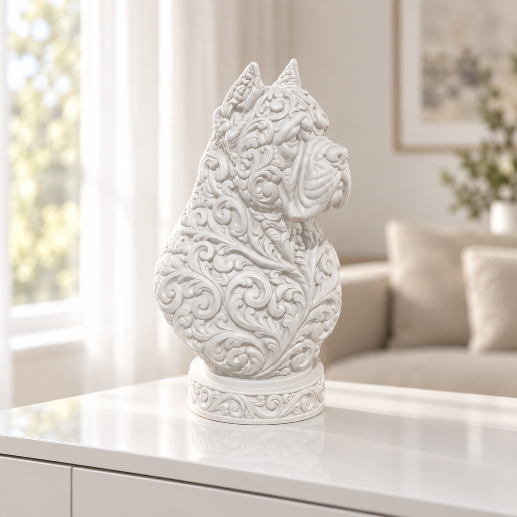 Cane-Corso-Büste Ornament - Weiss gedruckt Wohnzimmer