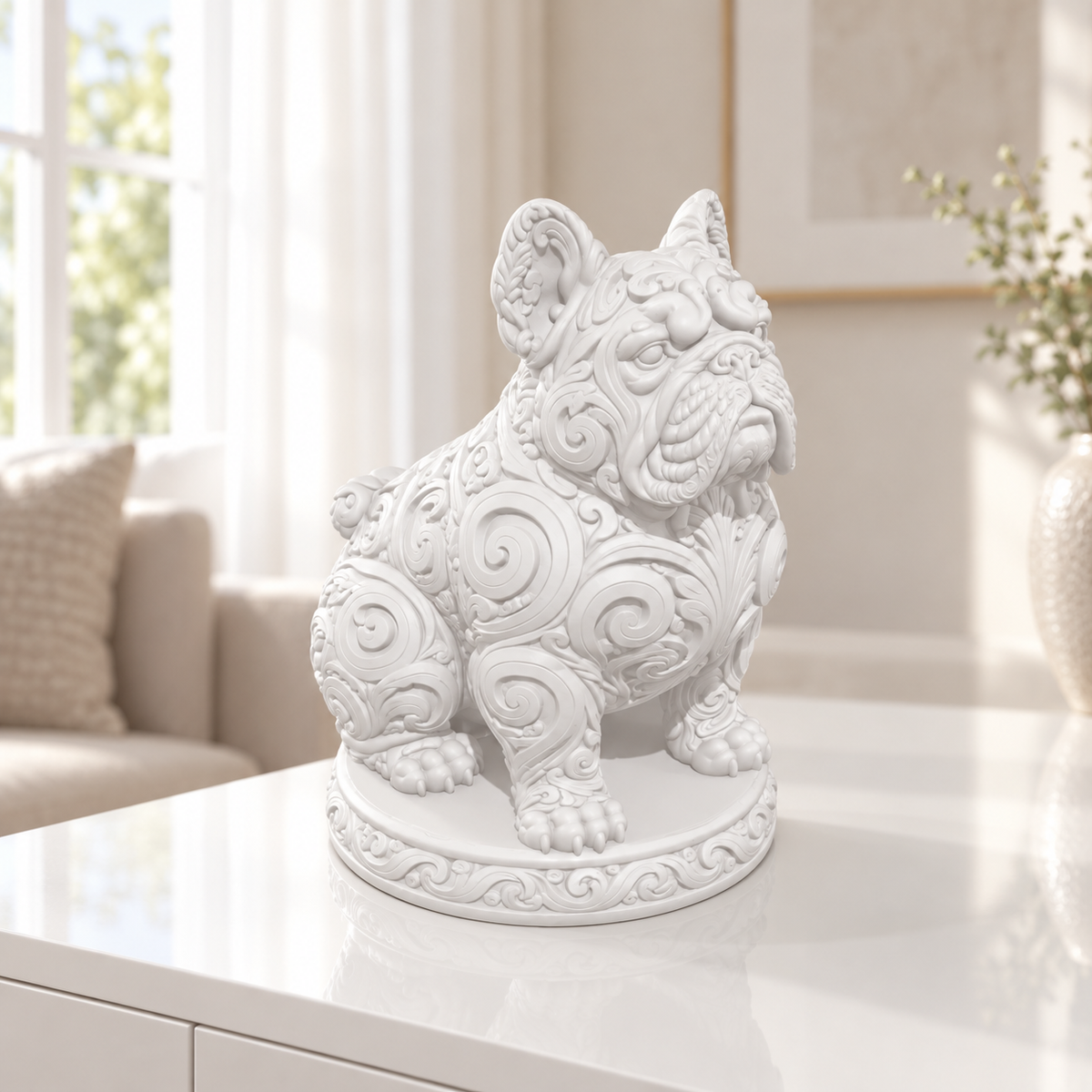 Französische Bulldogge Ornament - Weiss gedruckt Wohnzimmer