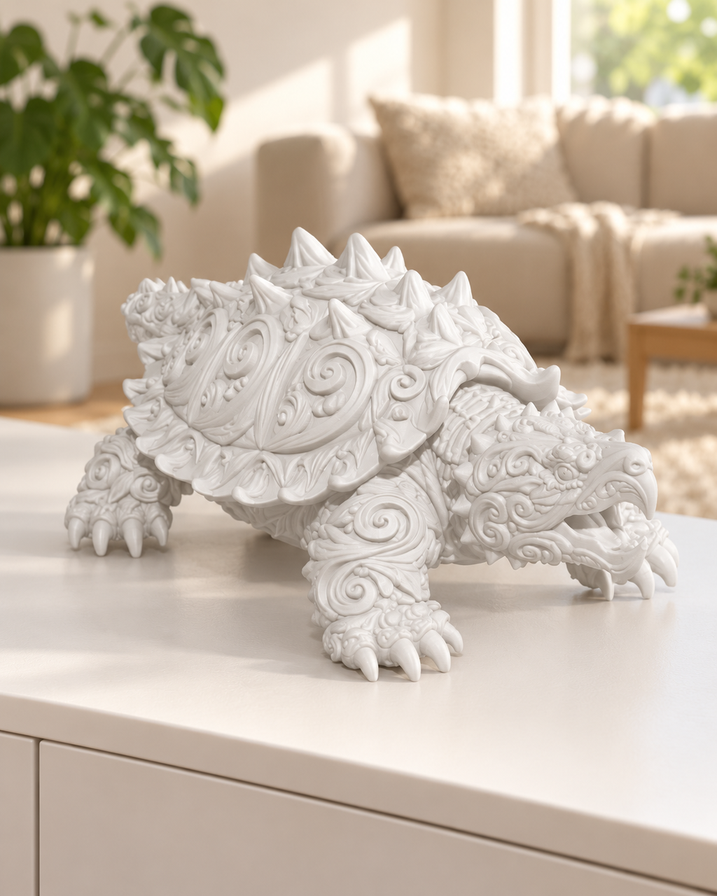 Schnappschildkröte Ornament - Weiss gedruckt Wohnzimmer
