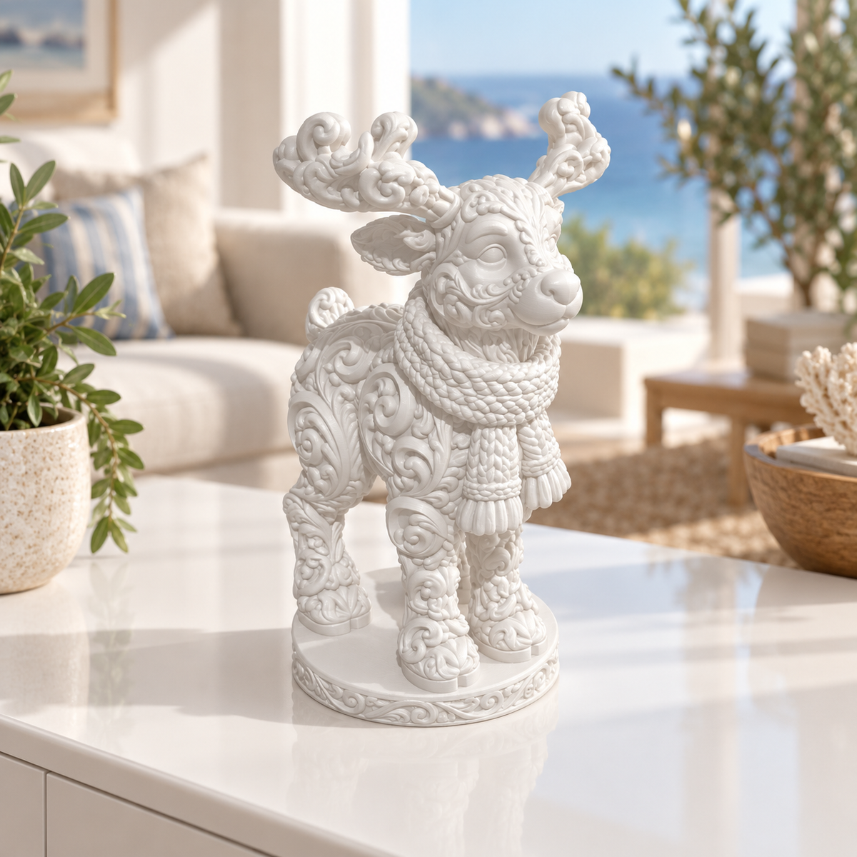 Stehendes Rentier Ornament - Weiss gedruckt Wohnzimmer