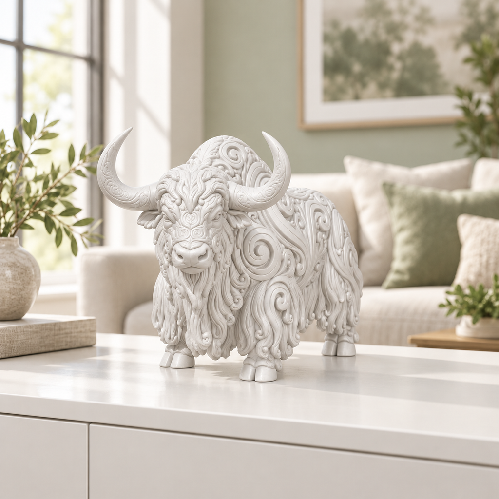 Yak Ornament - Weiss gedruckt Wohnzimmer