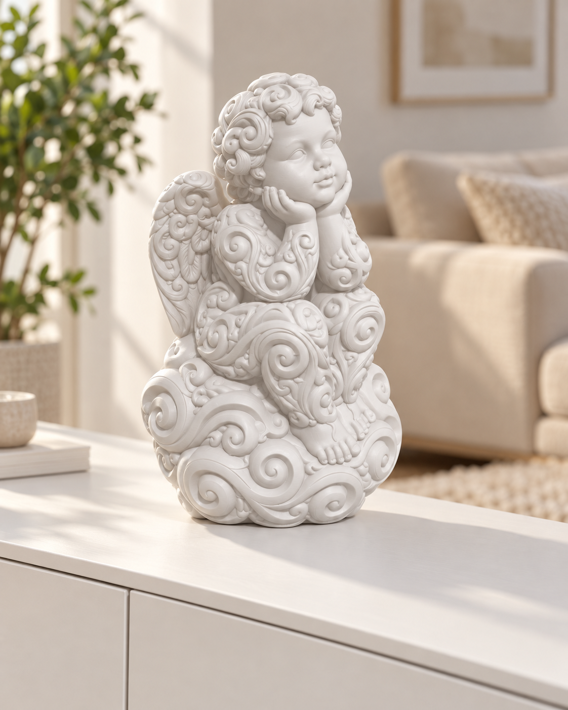 Puttenengel Ornament - Weiss gedruckt Wohnzimmer