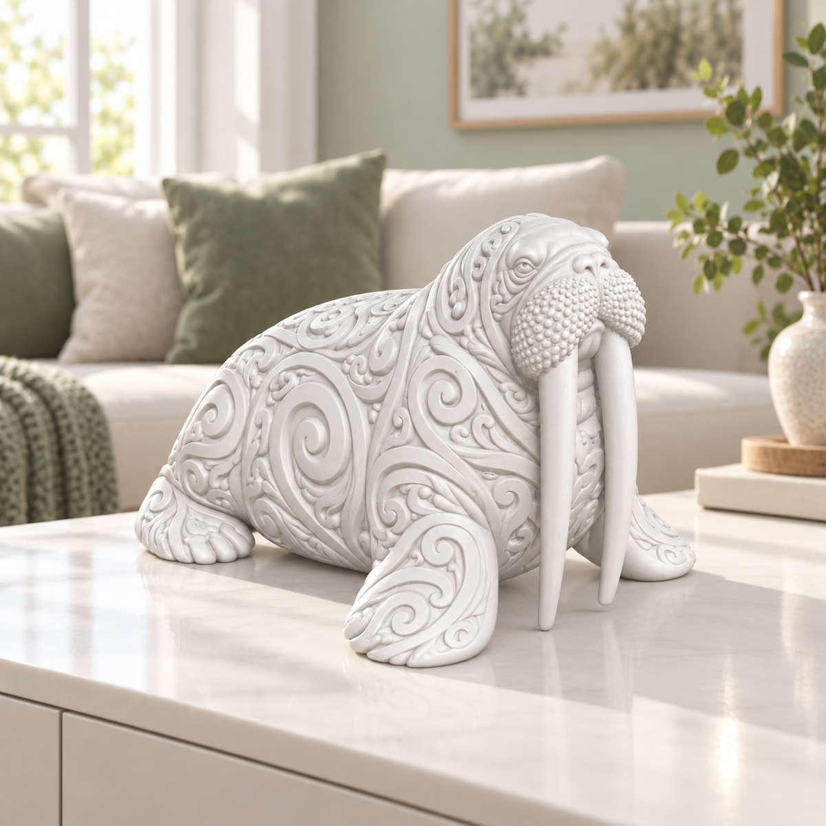Walross Ornament - Weiss gedruckt Wohnzimmer