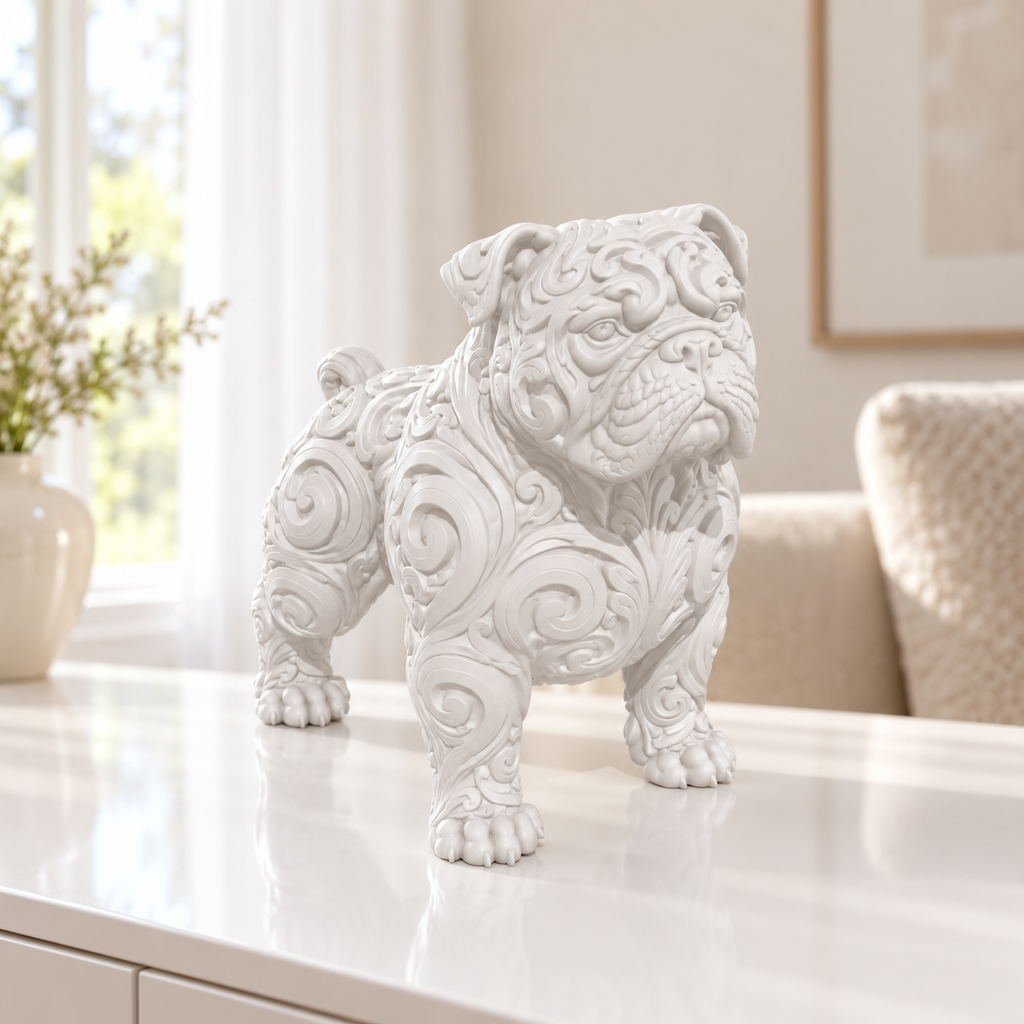 Staffordshire-Bullterrier Ornament - Weiss gedruckt Wohnzimmer