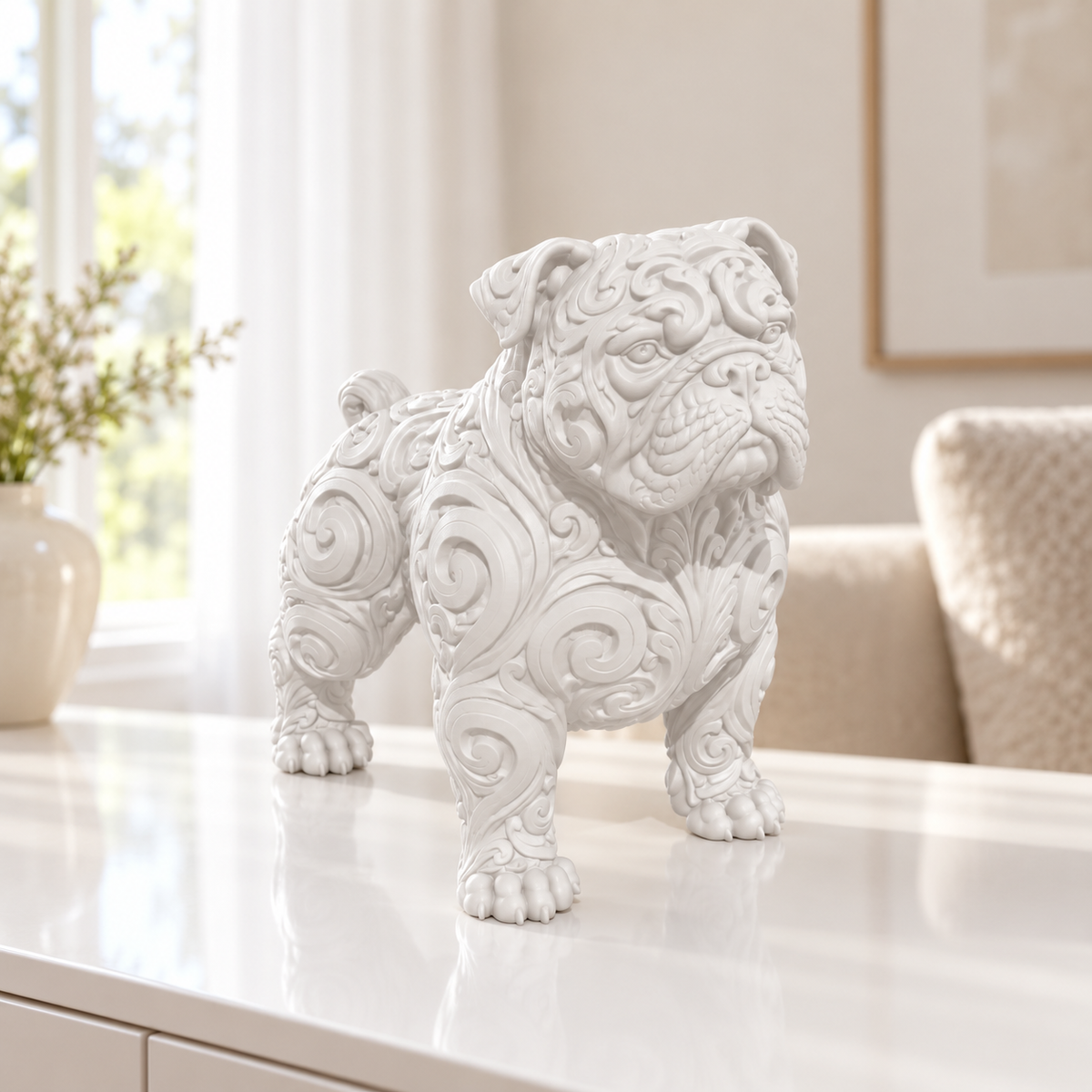 Staffordshire-Bullterrier Ornament - Weiss gedruckt Wohnzimmer