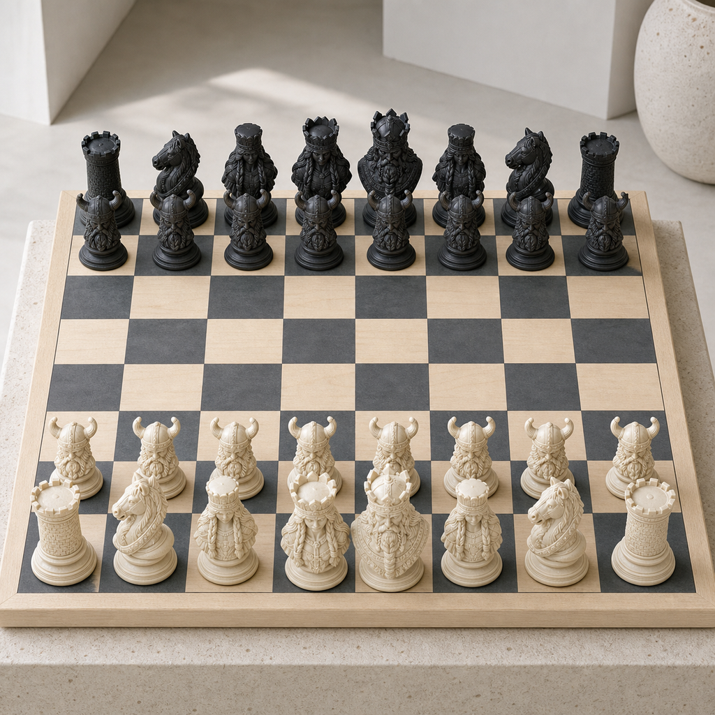 Wikinger-Schach – 32 handbemalte PLA-Figuren FehnFactory