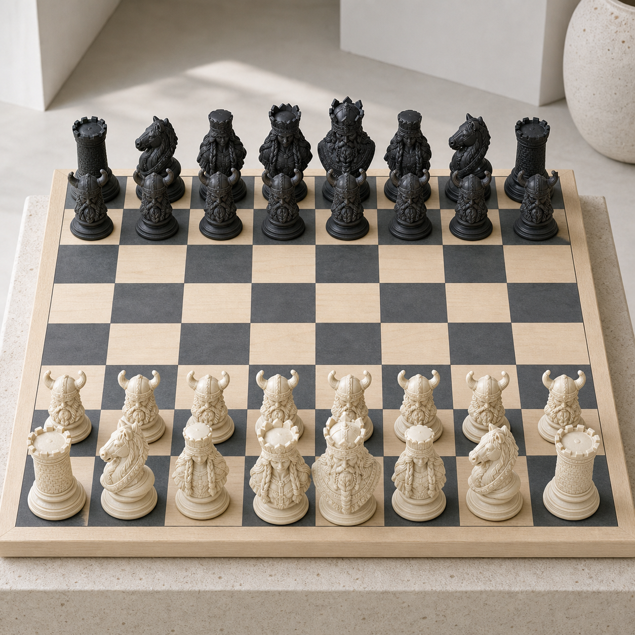 Wikinger-Schach – 32 handbemalte PLA-Figuren FehnFactory