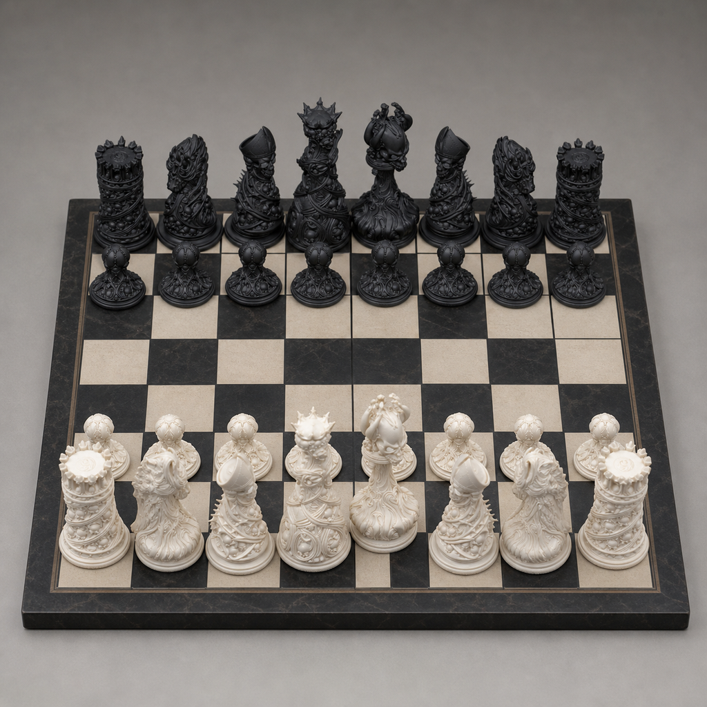 Gothic-Schach – 32 handbemalte PLA-Figuren FehnFactory