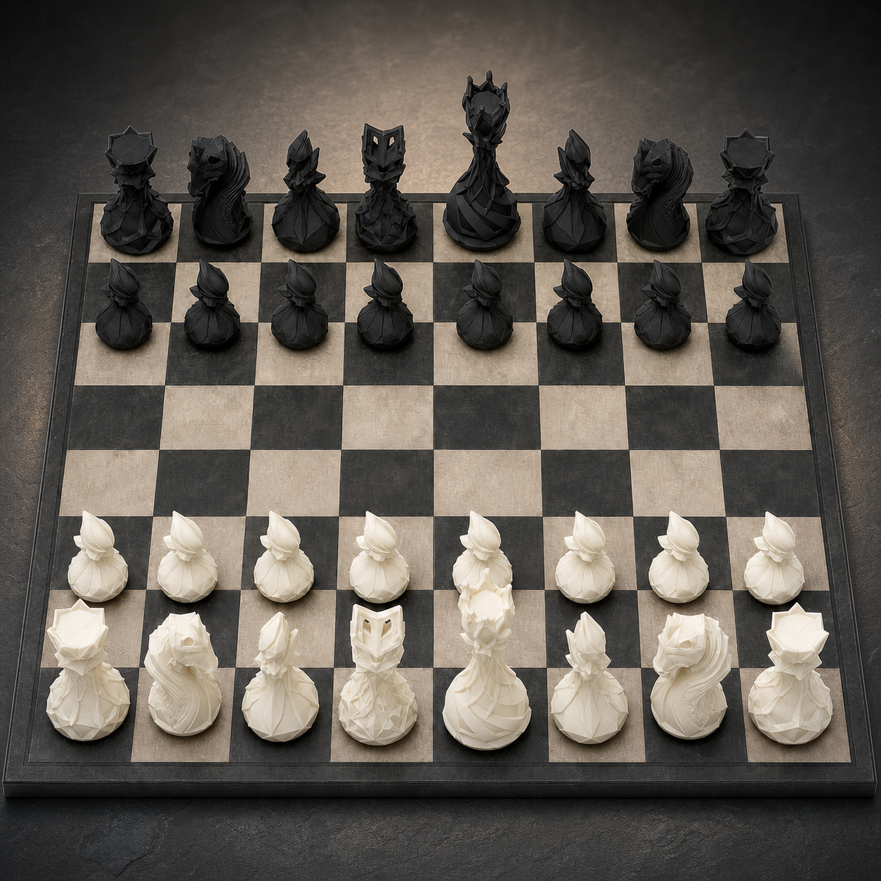 Modernes abstraktes Schach – 32 handbemalte PLA-Figuren FehnFactory