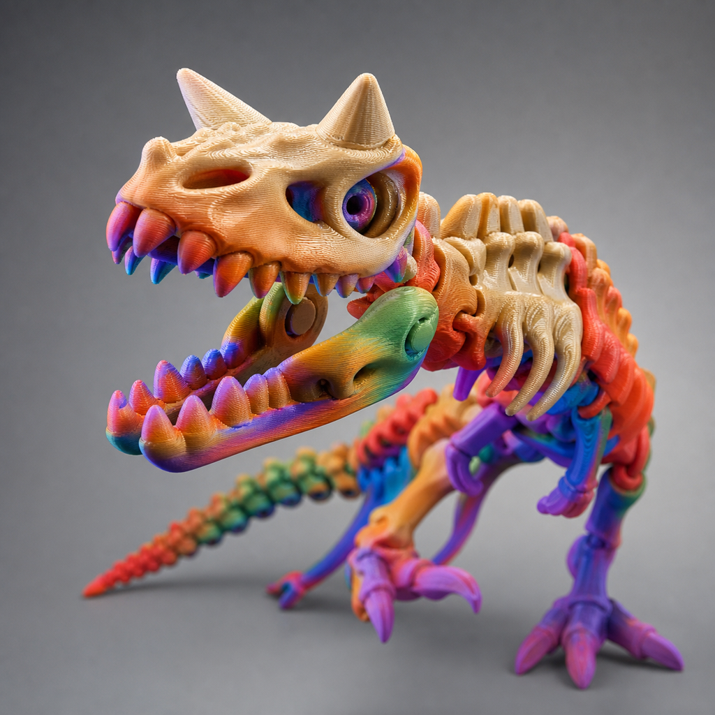 Skelett-Carnotaurus – beweglicher Dino mit Stand, 21,4 cm FehnFactory