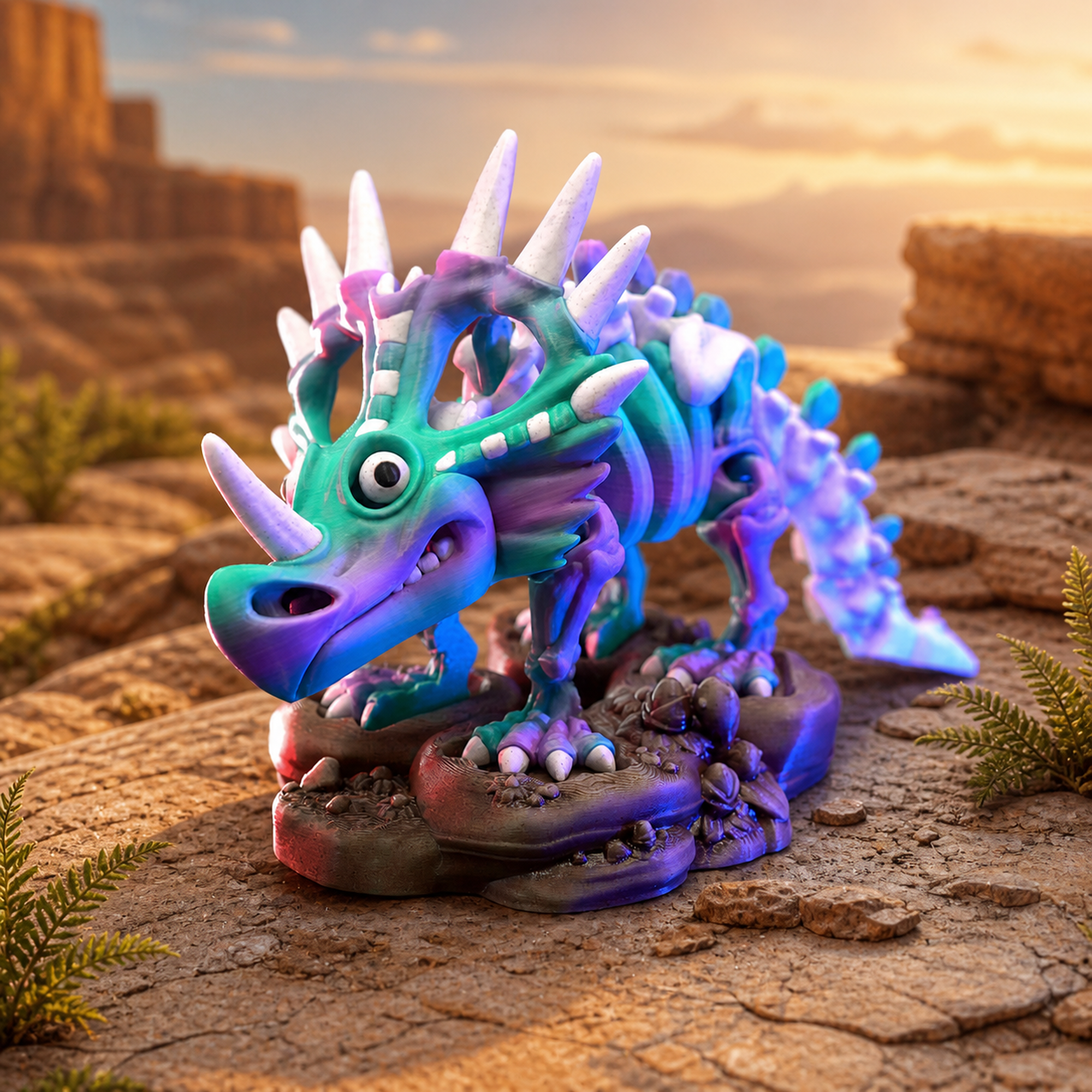 Skeleton Styracosaurus – beweglicher Skelett-Dino mit Stand FehnFactory