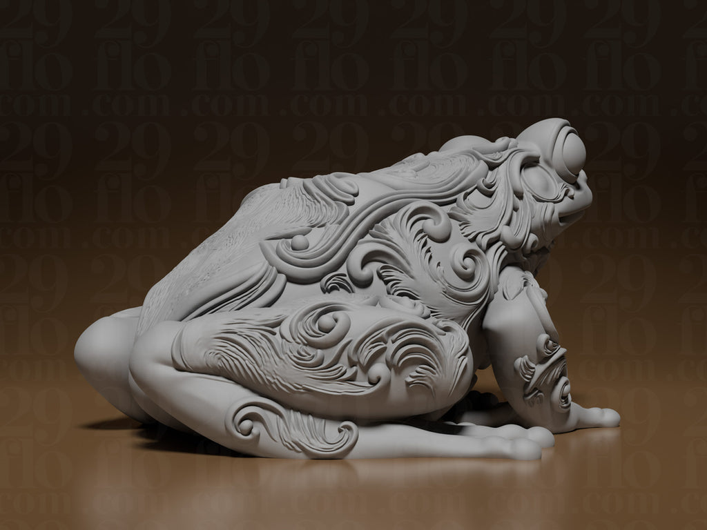 Floral-Froschskulptur – Ornamentale Tierfigur FehnFactory