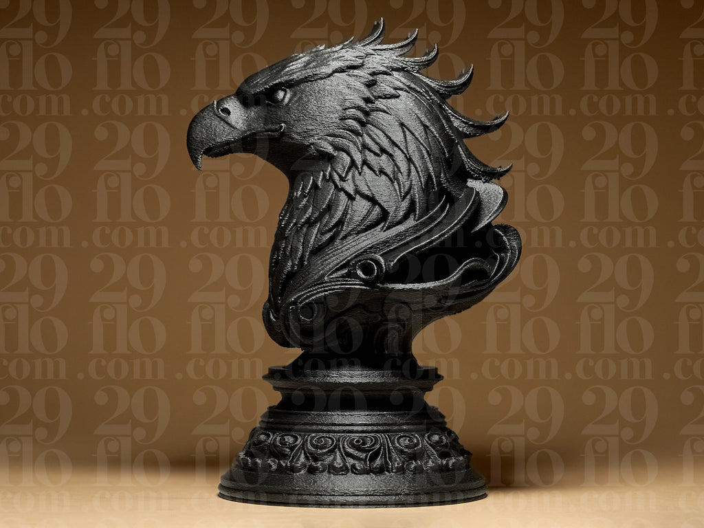 Ornamentale Adlerbüste – Greifvogel-Skulptur auf Rundsockel FehnFactory