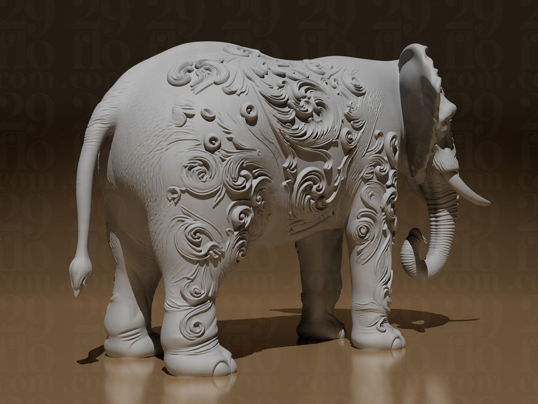 Floral-Elefantenskulptur – Ornamentale Tierfigur FehnFactory
