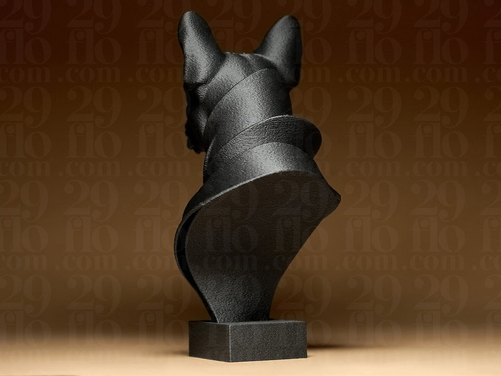 Moderne French-Bulldog-Büste – Hundeskulptur auf Sockel FehnFactory