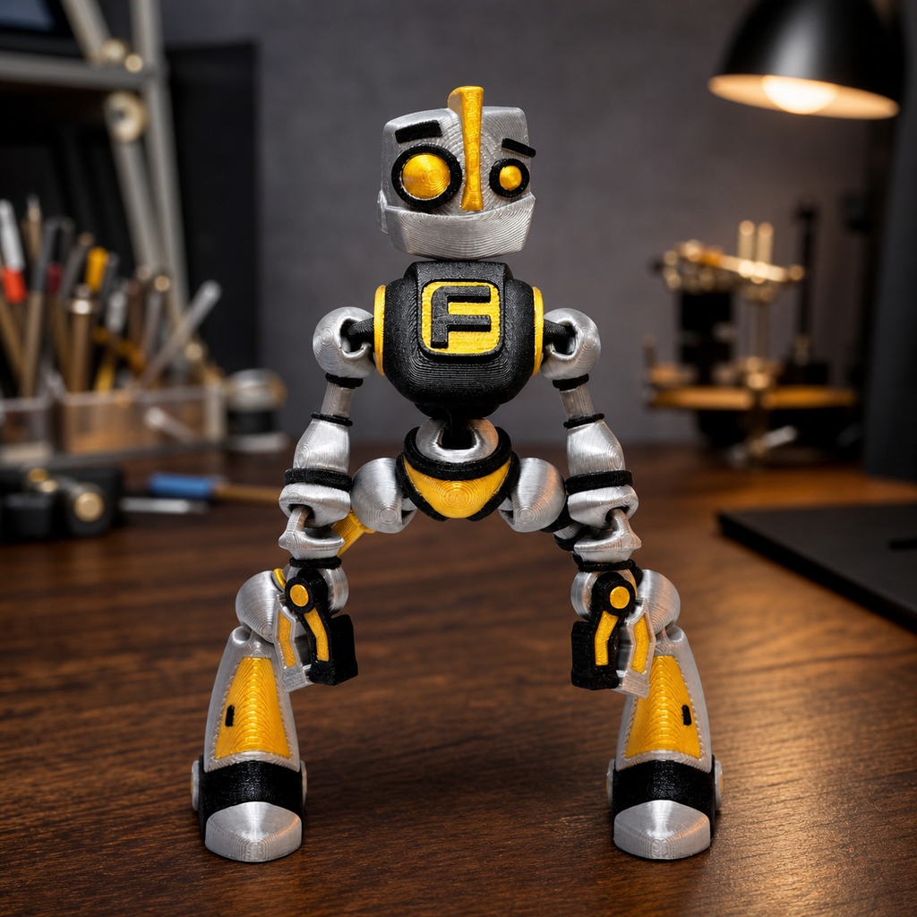 Fokobot – bewegliche Roboterfigur in Silber, Schwarz und Gold, 16,1 cm FehnFactory