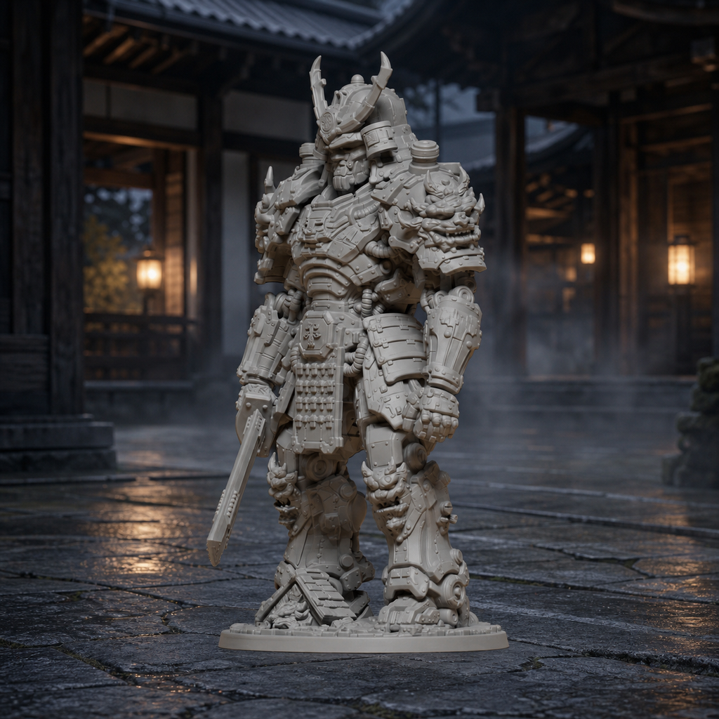 Cyberpunk-Mecha-Samurai – futuristische Krieger-Skulptur FehnFactory