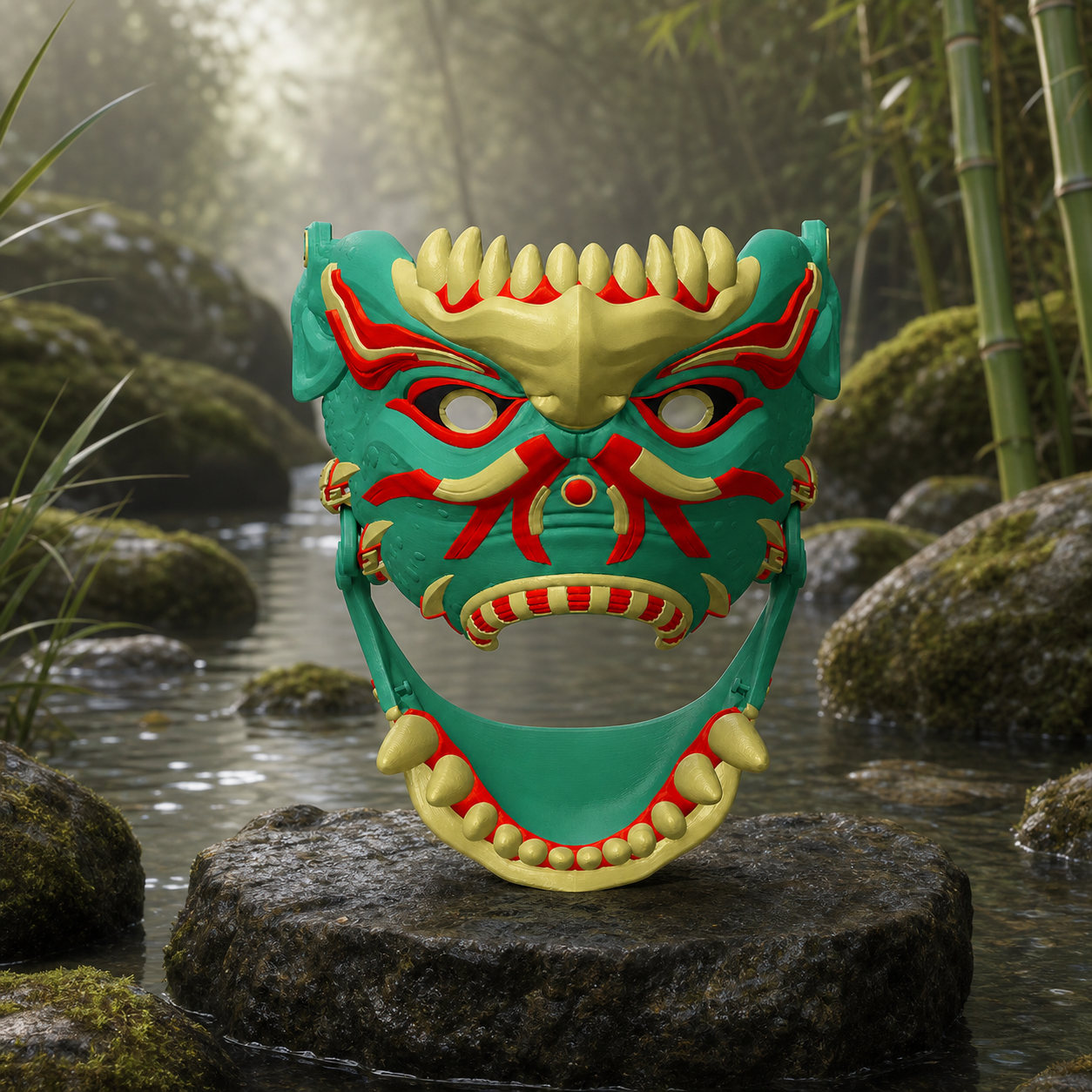 Kappa – tragbare Yokai-Maske mit beweglichem Unterkiefer FehnFactory