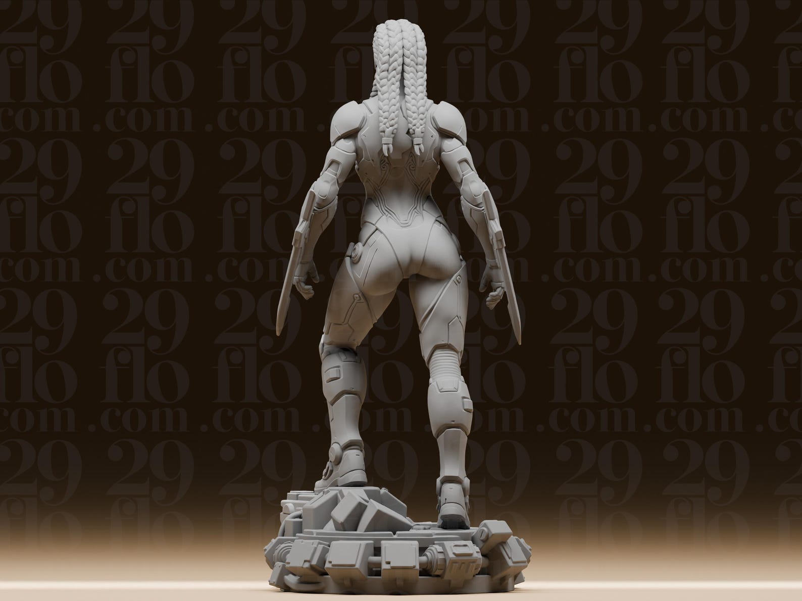 Cyberpunk-Kriegerin mit Armklingen – Sci-Fi-Skulptur FehnFactory