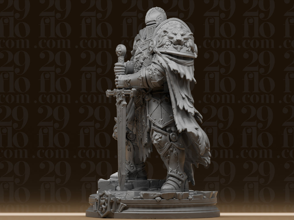 Löwenritter mit Großschwert – Fantasy-Skulptur FehnFactory