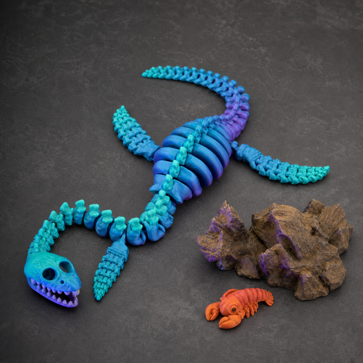 Skeleton Plesiosaurus – bewegliches Meeressaurier-Skelett mit Stand, 28,5 cm FehnFactory