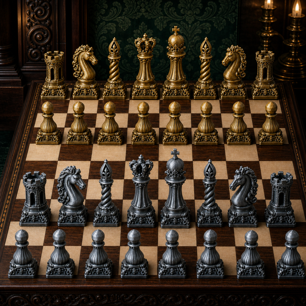 Barock-Schach – 32 handbemalte PLA-Figuren FehnFactory