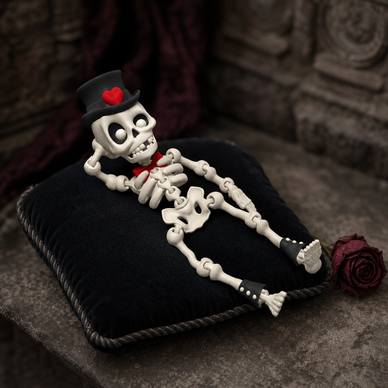 Dapper Skeleton – bewegliche Skelettfigur mit Zylinder FehnFactory