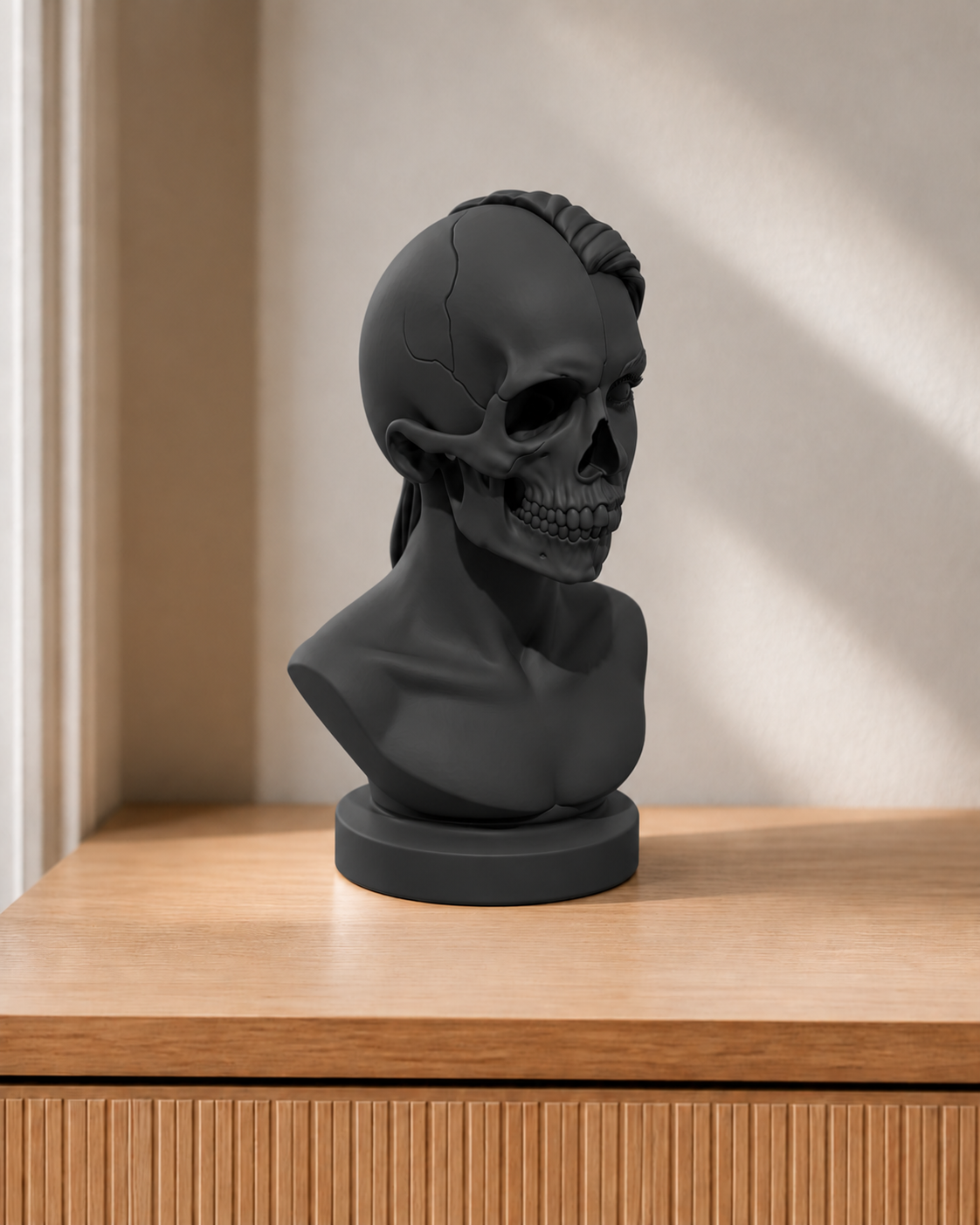 Totenkopf-Büste Frau – 05_schwarz print