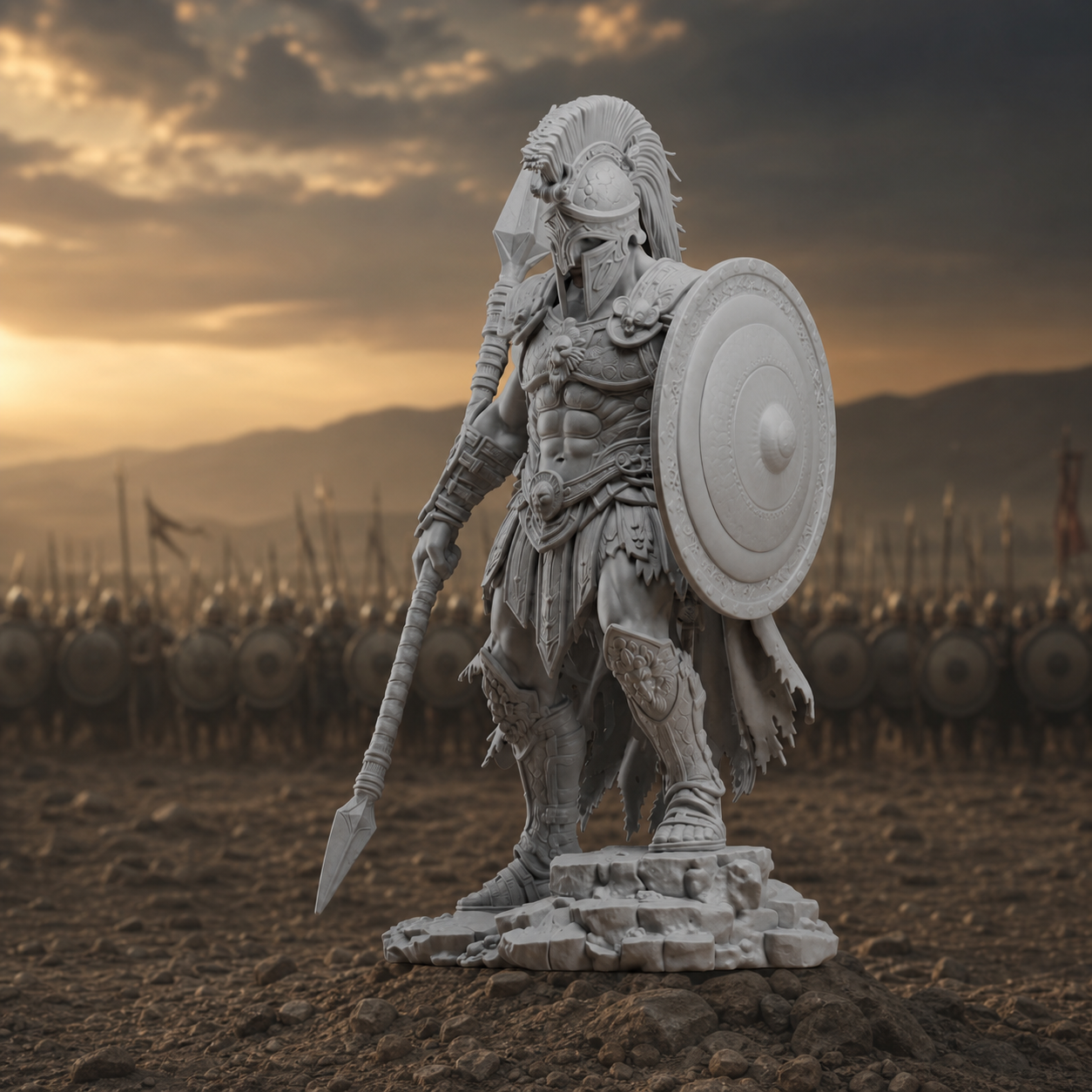Spartanischer Krieger mit Speer und Schild FehnFactory