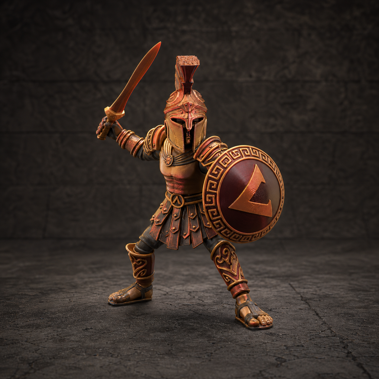 Spartanischer Krieger – bewegliche Figur mit Schild und Schwert, 16,9 cm FehnFactory