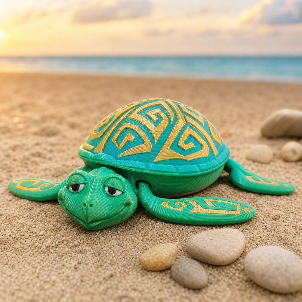 Tattooed Turtle – bewegliche mehrfarbige Schildkrötenfigur, 20,3 cm FehnFactory