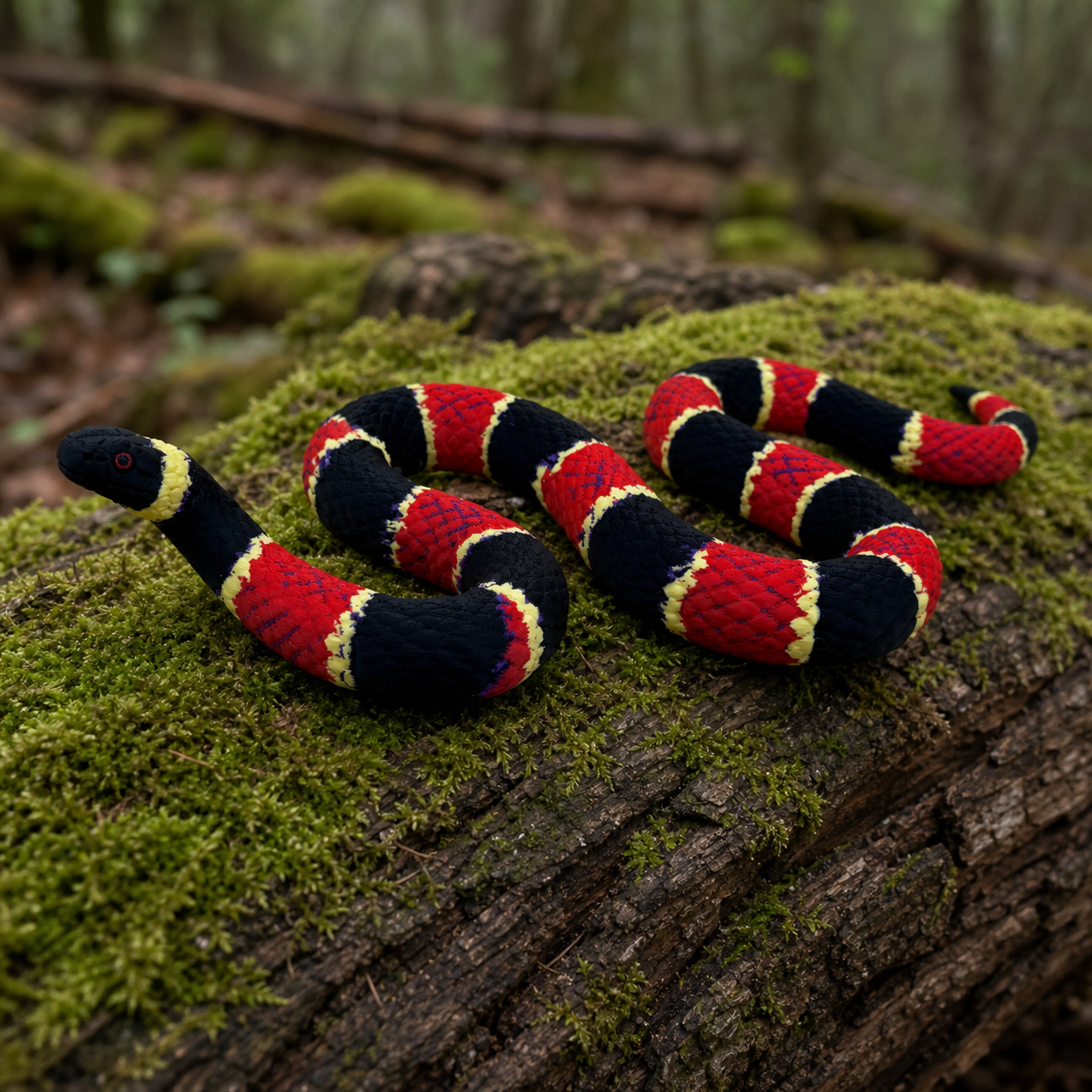 Vivid Venom Coral Snake – mehrfarbige Korallenschlangen-Skulptur FehnFactory
