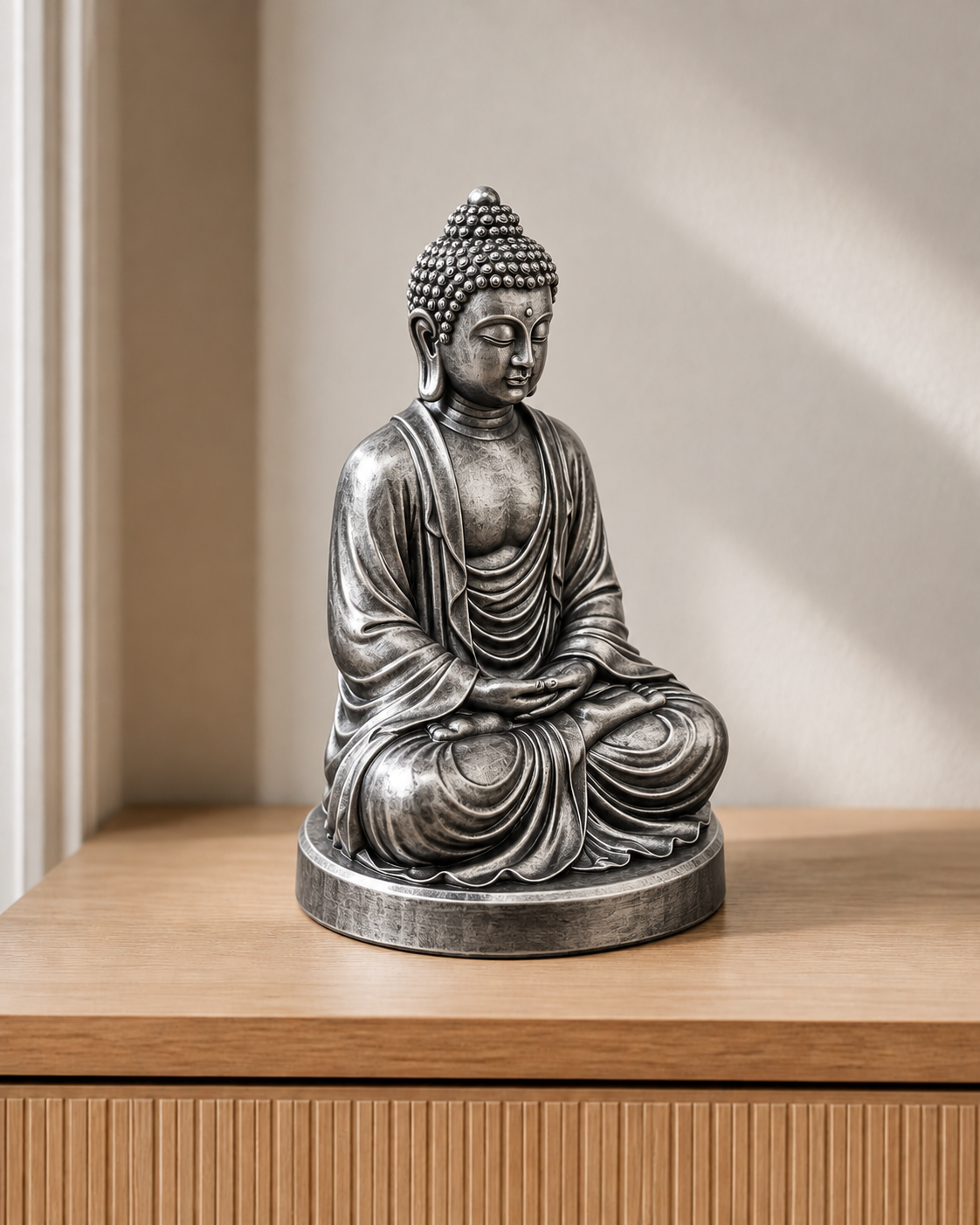 Meditierender Buddha - Silber – handbemalt