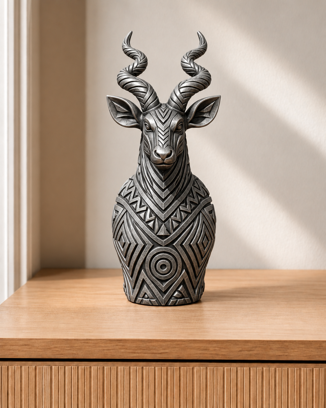 Kudu-Büste – 06 handbemalt silber