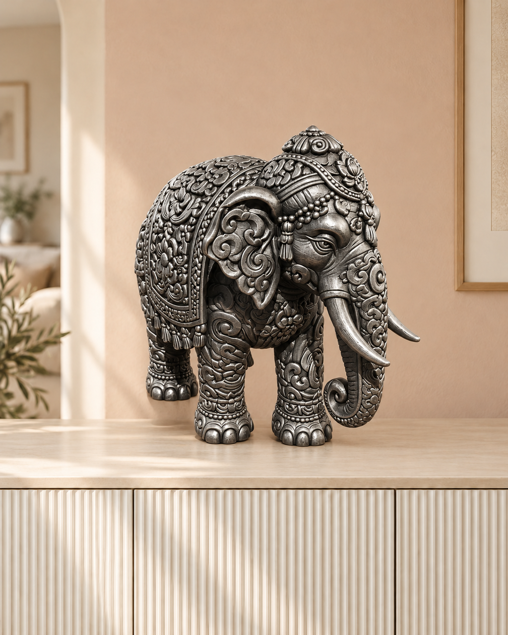 Thai-Elefant – 06 handbemalt silber