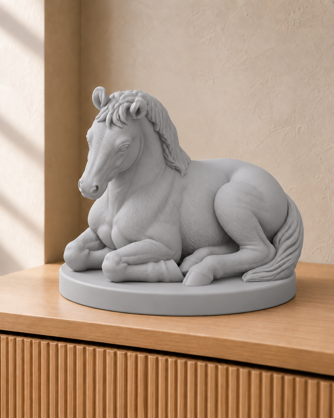 Fohlen liegend – Pferdefigur – 06 handbemalt silber