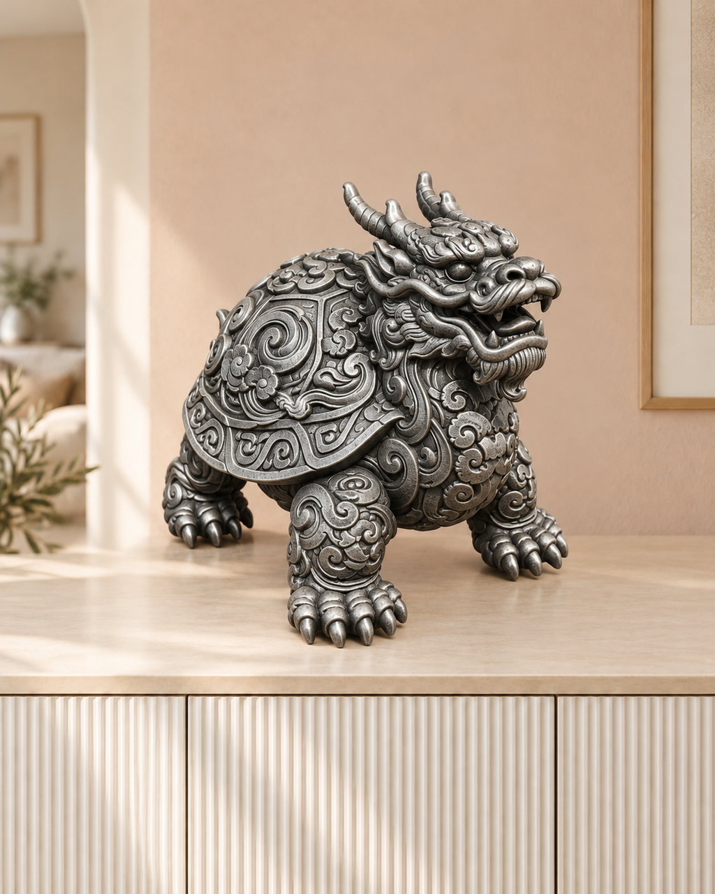 Drachenschildkröte – 06 handbemalt silber