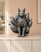 Kitsune – 06 handbemalt silber